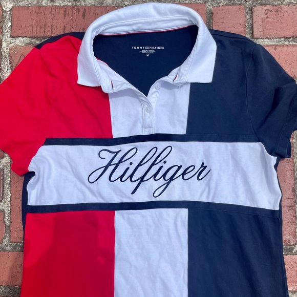 Tommy Hilfiger shirt dress red white and blue minidress size M preppy summer - Picture 2 of 3